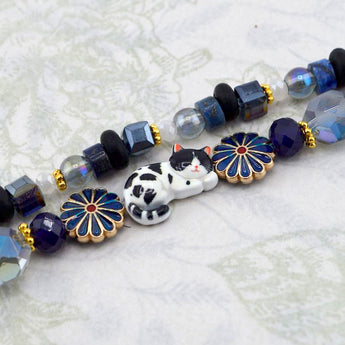 Kitty Cat Bead Strand Duo in Miss Marble
