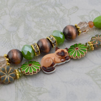 Kitty Cat Bead Strand Duo in Siamese Simon