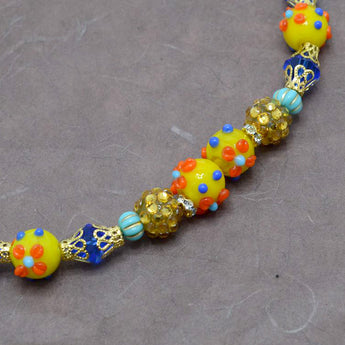 Lampwork Bead Strand in Carnival Flowers