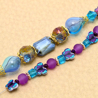 Lampwork Bead Strand Duo in Disco Butterflies