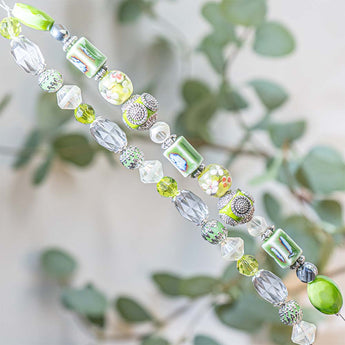 Lampwork Bead Strand Duo in Limearita