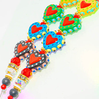 Lampwork Bead Strand Duo in Lovely Rainbow