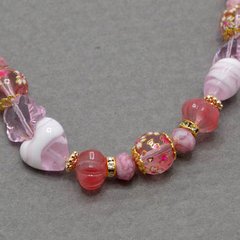 Lampwork Bead Strand in First Date Flowers