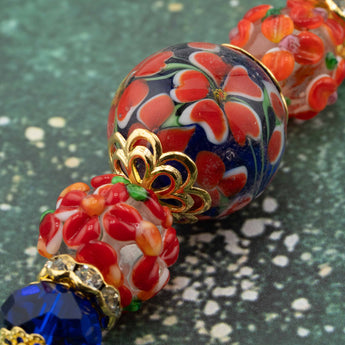 Lampwork Bead Strand in Red Poppies