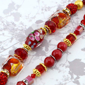 Lampwork Bead Strand Duo in Lava Goddess