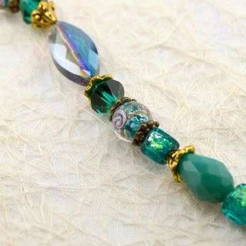 Lampwork Bead Strand in Green Gables