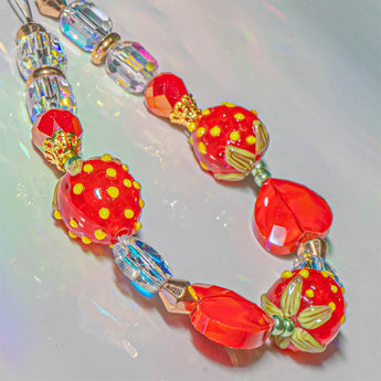 Lampwork Bead Strand in Strawberry Shortcake