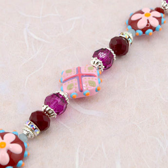 Lampwork Bead Strand in Sugar Coated Flowers