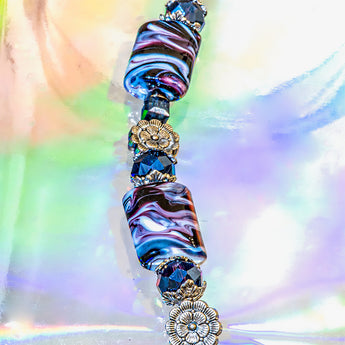 Glass Bead Strand in Blackberry Swirl