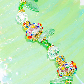 Lampwork Glass Bead Strand in Floral Confetti