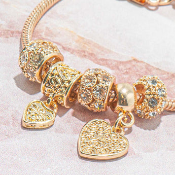 Large Hole Bead Set in Hearts of Gold