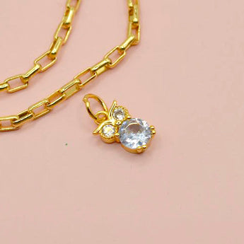 Little Owl Rhinestone 18K Gold Charm