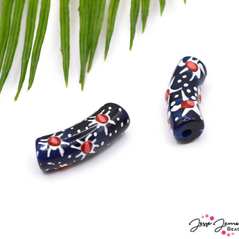 Midnight Blooms Resin Bead Pair