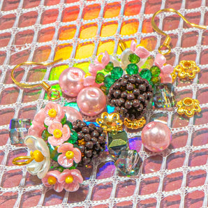 Mini Earrings Bead Mix in Pink Peony