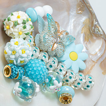 Mini Mixed Media Bead Mix in Butterflies & Mistflower Blue