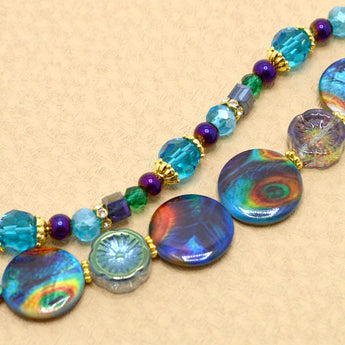 Mother of Pearl Bead Strand Duo in Overnight Ocean