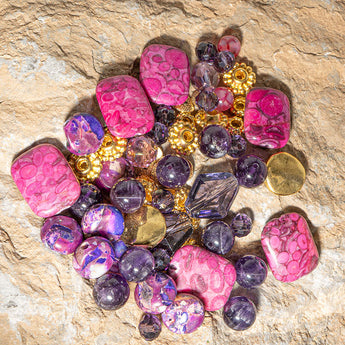 Natural Stone Bead Mix in Purple Moon