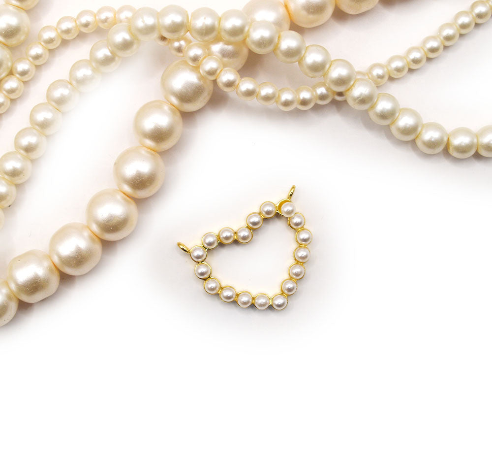 Seashell Heart Glass Pearl Pendant