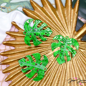 Pendant Pair in Monstera Leaves