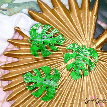 Pendant Pair in Monstera Leaves