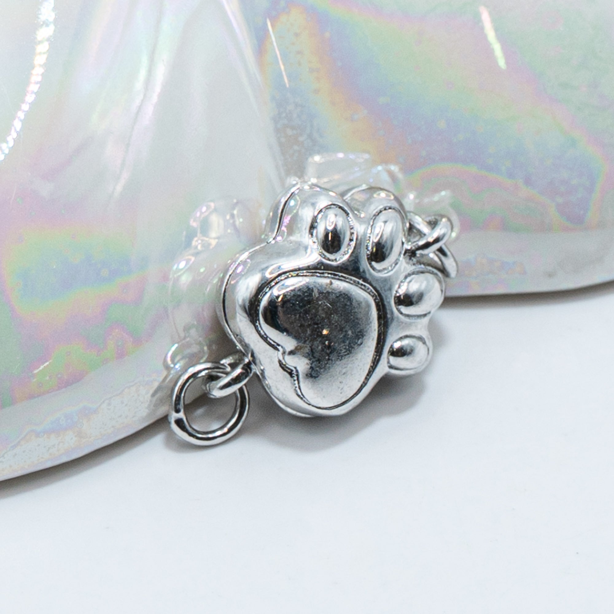Platinum Paw Print Magnetic Clasp