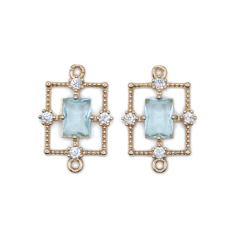 Rhinestone & Glass Connector in Turquoise Teal