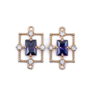 Rhinestone & Glass Connector in Purple