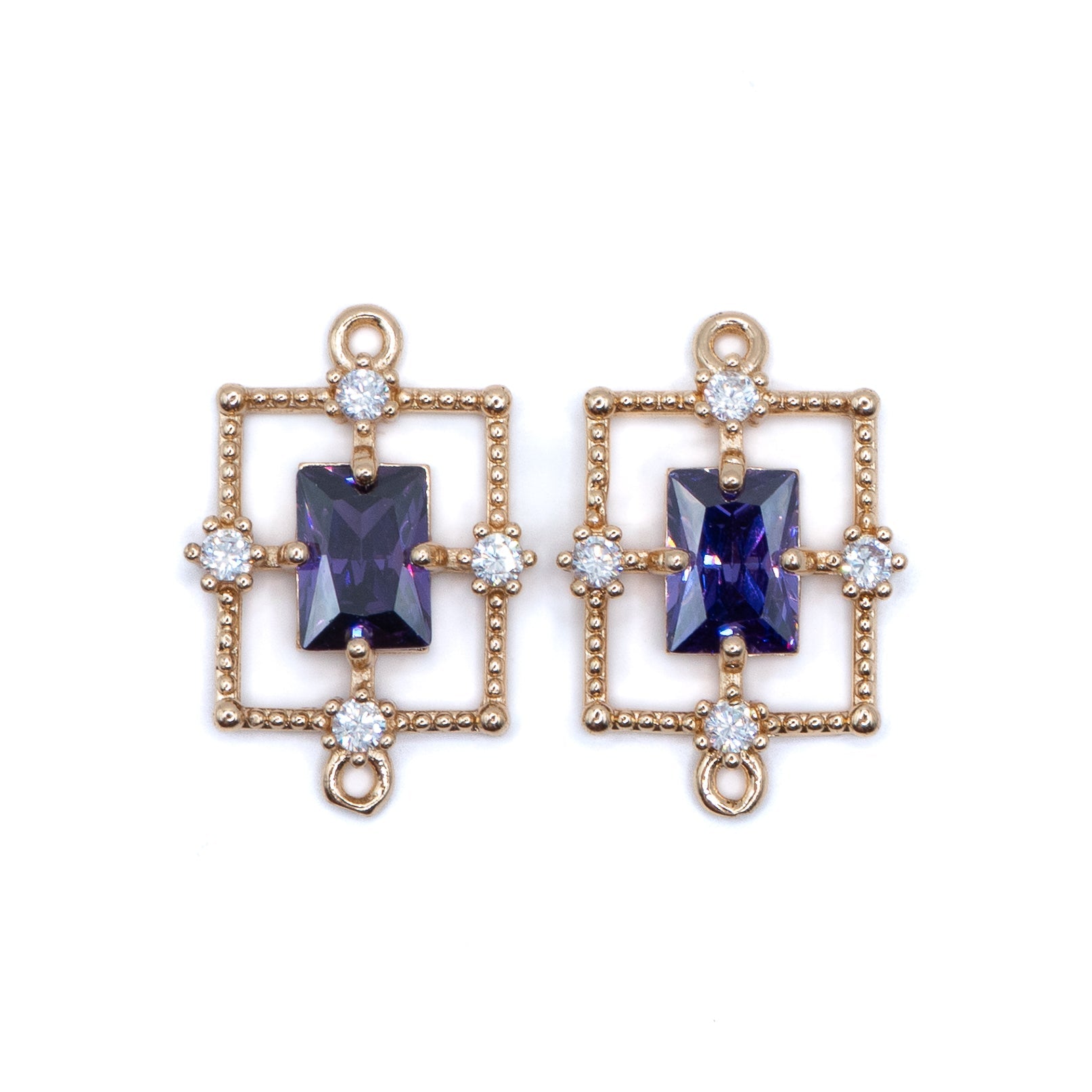 Rhinestone & Glass Connector in Purple