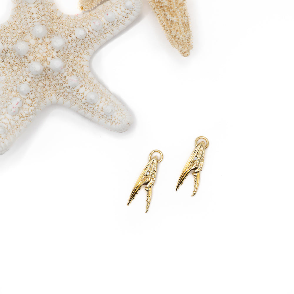 Rhinestone Crab Claws Charm Pair