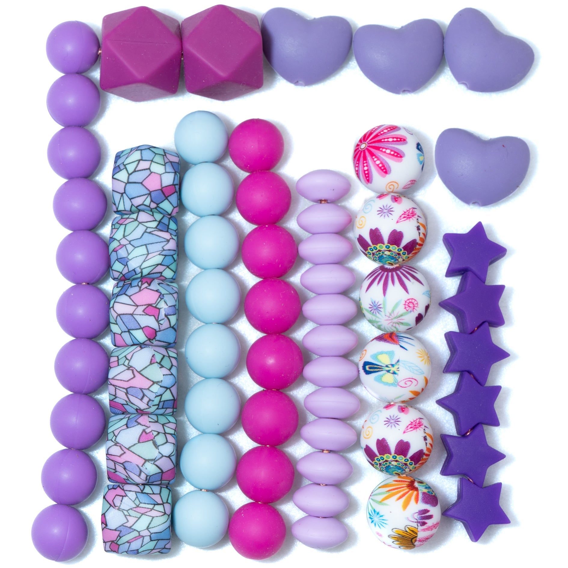 Silicone Bead Mix in Purple Galaxy