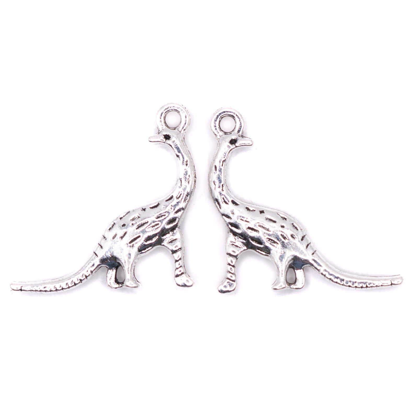 Silver Metal Charm Pair in Dreadnoughtus