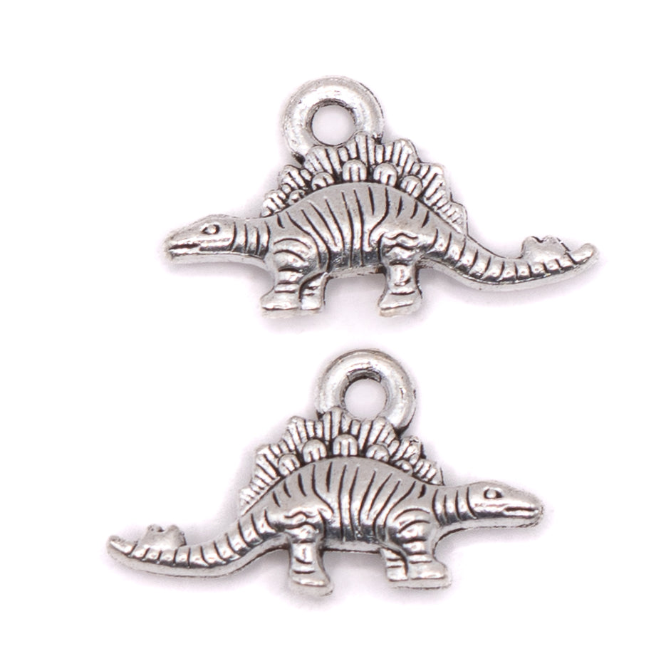 Silver Metal Charm Pair in Stegosaurus