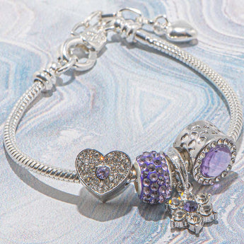 Silver Sparkle Bracelet Blank with Heart Clasp