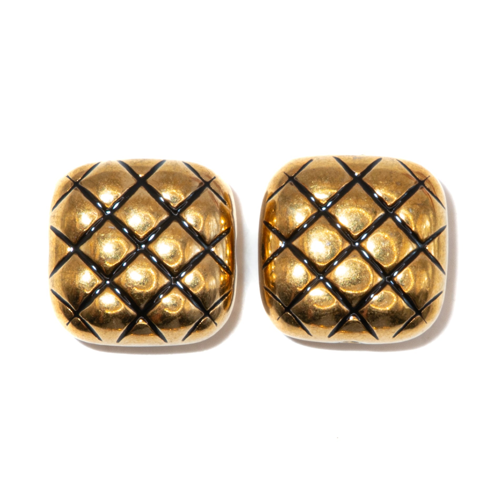 Square Bead Pair in Black Snake