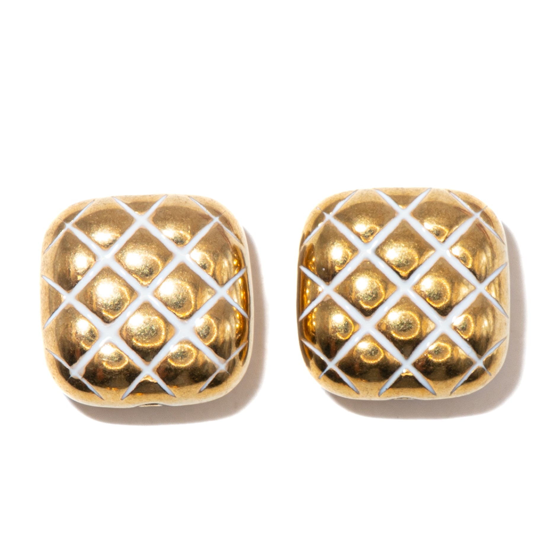 Square Bead Pair in White Snake