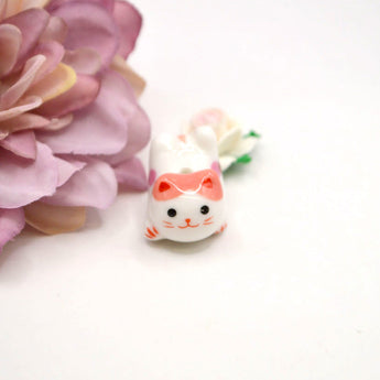 Strawberry the Jumping Cat Ceramic Bead