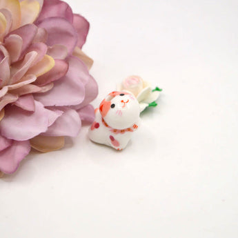 Strawberry the Loyal Friend Cat Ceramic Bead