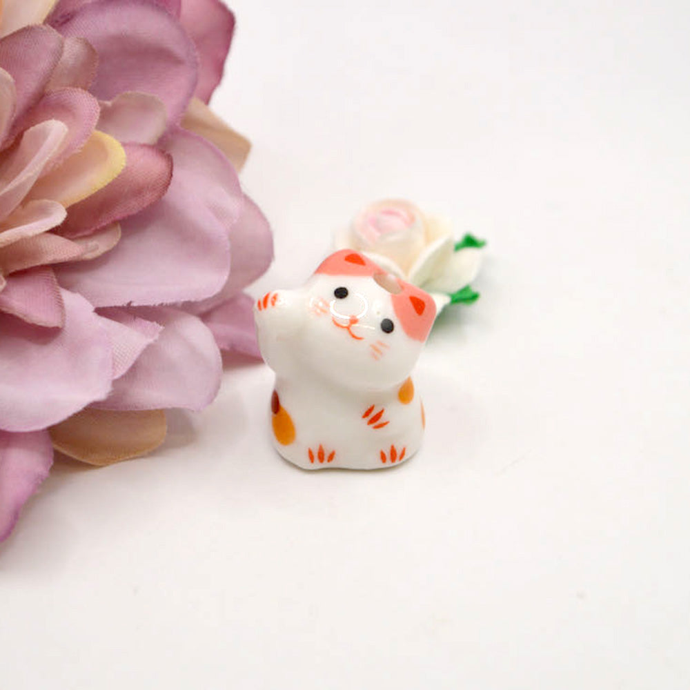 Strawberry the Lucky Cat Ceramic Bead