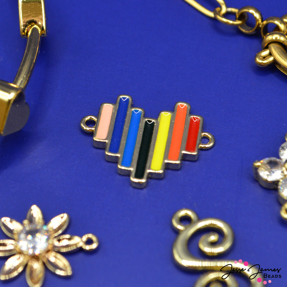 Striped Rainbow Heart Connector