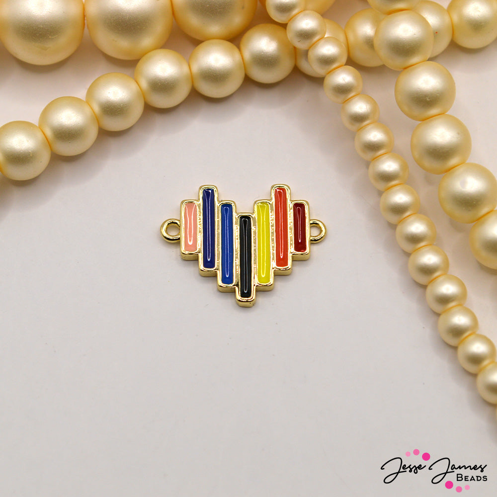 Striped Rainbow Heart Connector