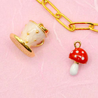 Tea Time in Wonderland Charm Pair