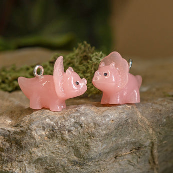 Triceratops Mini Resin Charm in Patty Pink