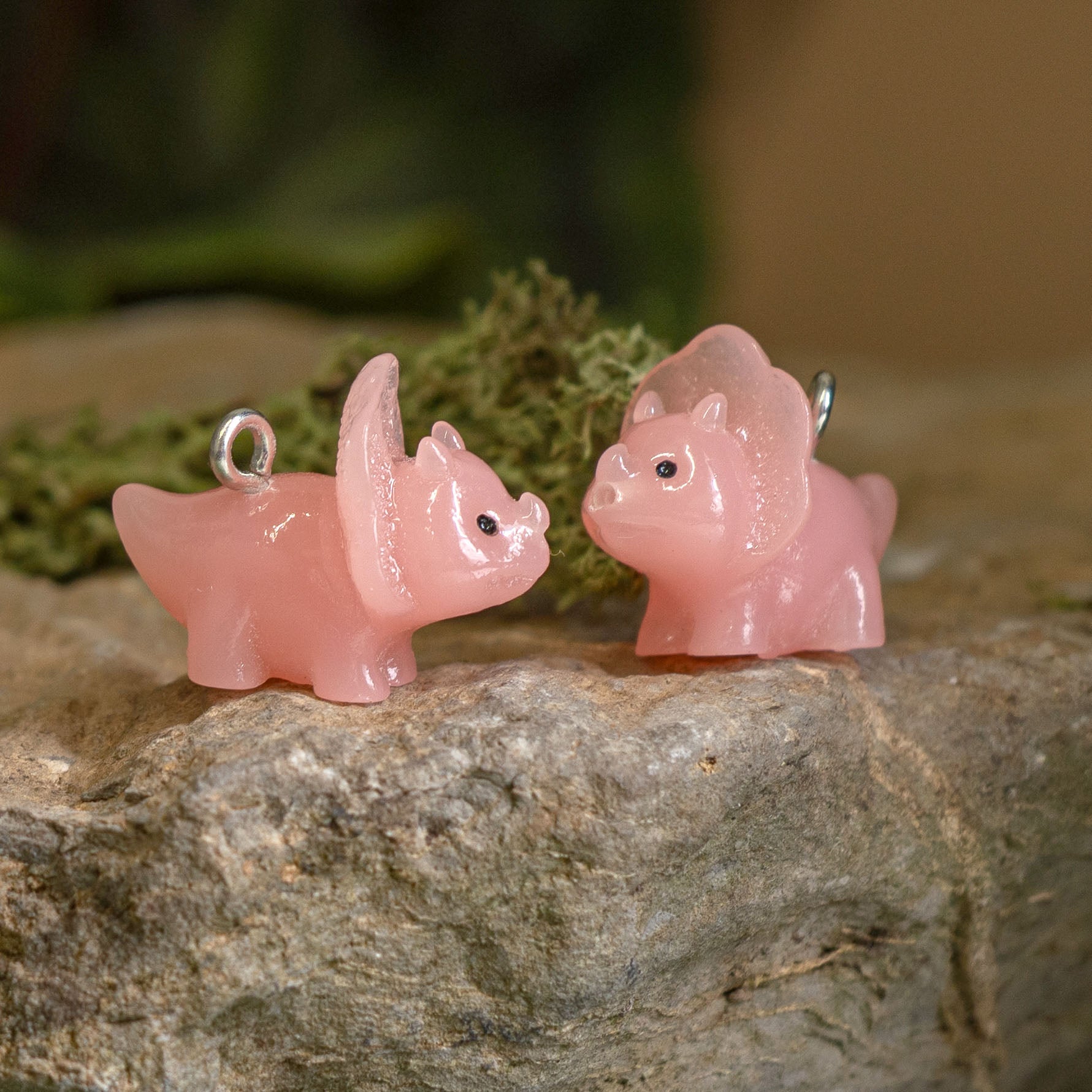 Triceratops Mini Resin Charm in Patty Pink