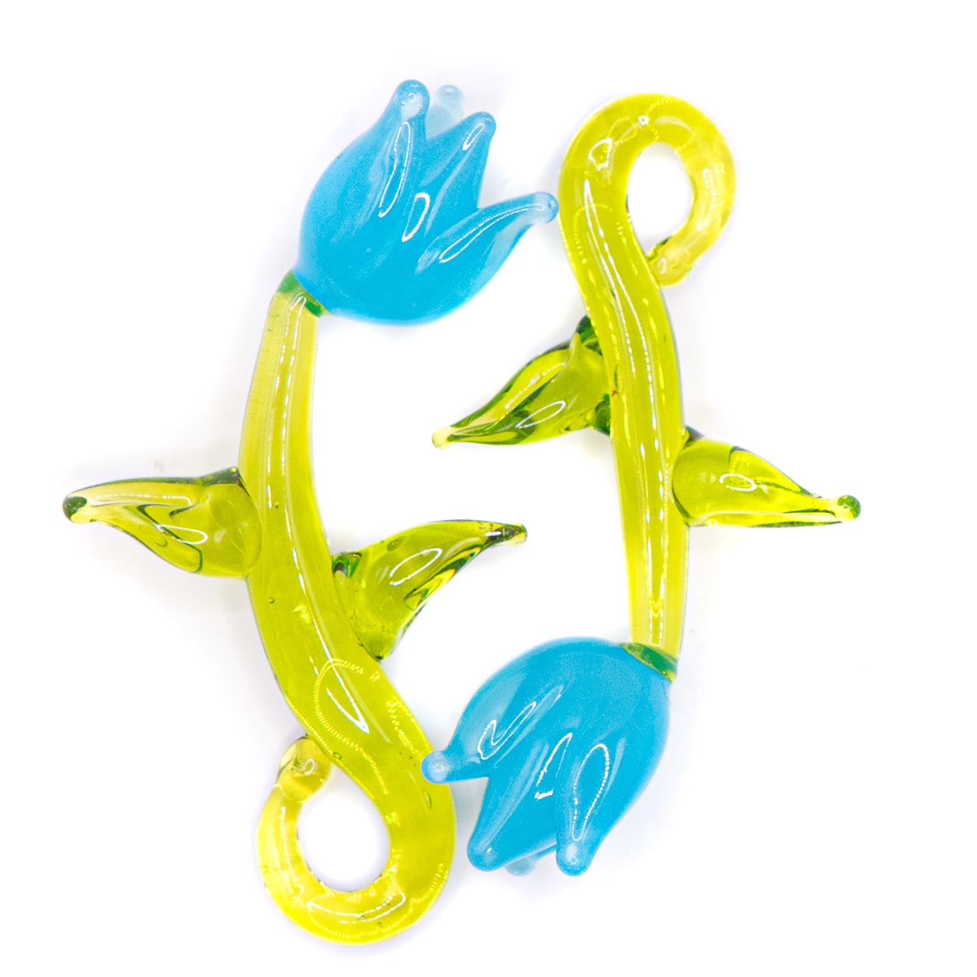 Tulip Handblown Glass Pair in Blue