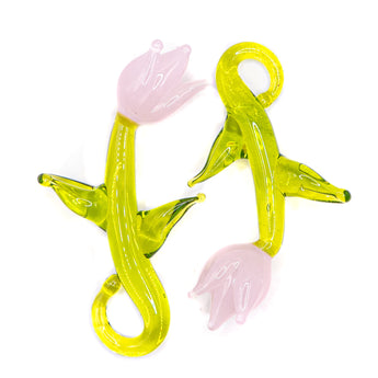 Tulip Handblown Glass Pair in Pastel Pink
