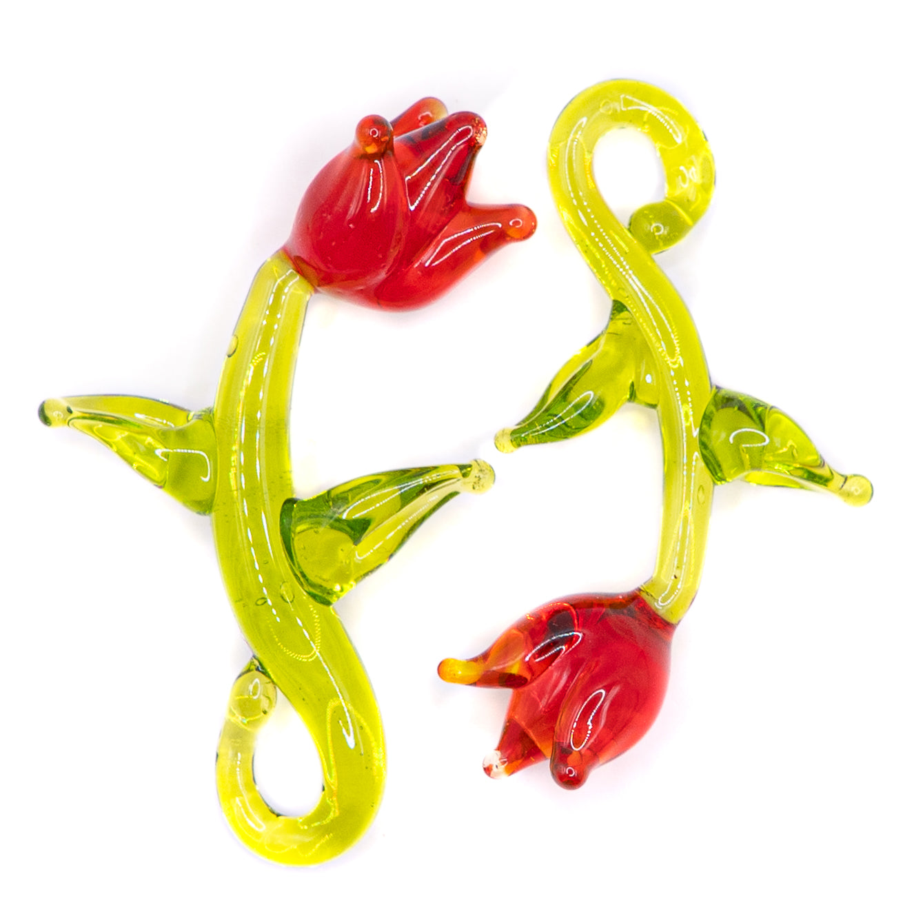 Tulip Handblown Glass Pair in Ra-Ra-Red