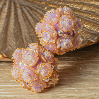 Vintage Garden Boho Bead Pair in Royal Rosa