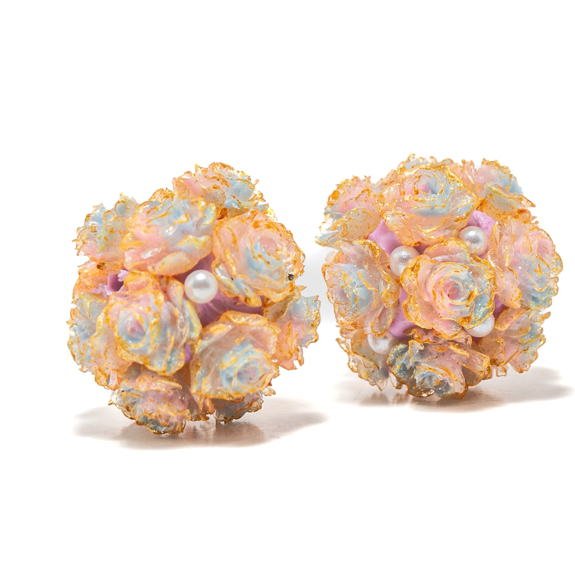 Vintage Garden Boho Bead Pair in Sherbet Roses