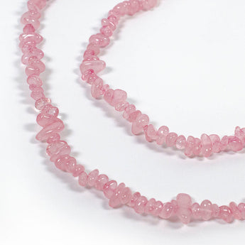 Pink Dyed Quartz Natural Stone Chip Strand