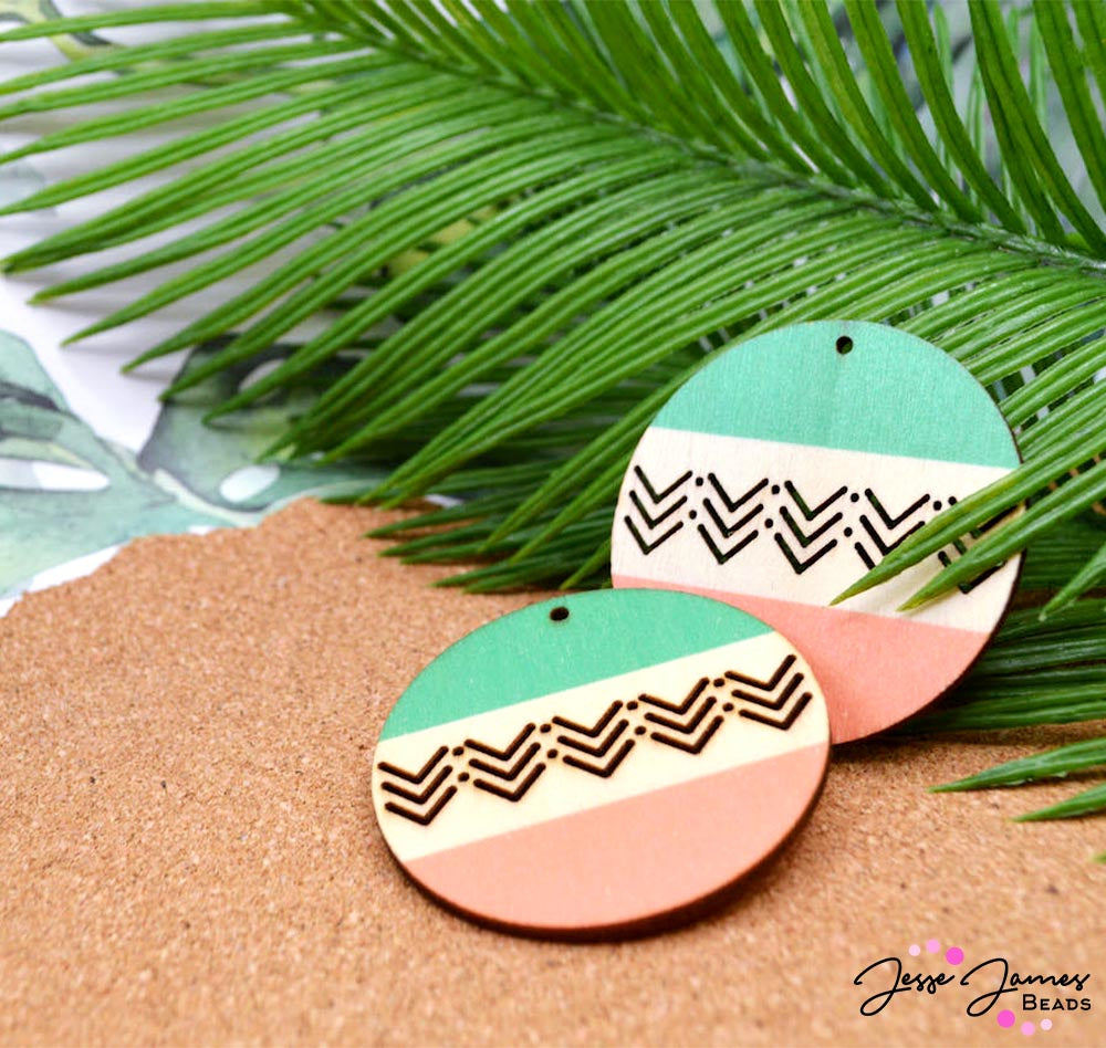 Wood Pendant Pair in Daytona 300 Jesse James Beads